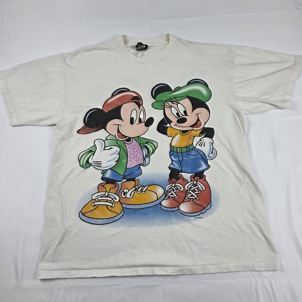 Vintage Mickey Unlimited Shirt Mens XL White Mickey Minnie Graphic 90s Tee